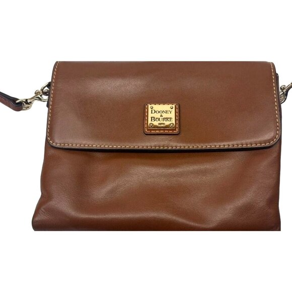 Dooney & Bourke Womens Brown Leather‎ Crossbody Bag With Red Interior & Multiple - Picture 1 of 6